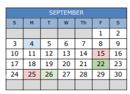 District School Academic Calendar for Stars High School for September 2023
