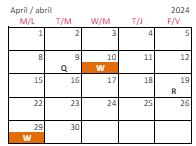 District School Academic Calendar for Durant Road Middle for April 2024