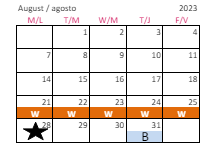 District School Academic Calendar for Wakefield Middle for August 2023