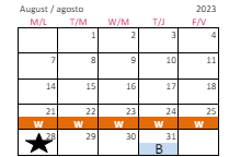 District School Academic Calendar for Wakefield High for August 2023