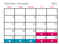 District School Academic Calendar for Wakefield Middle for December 2023