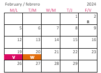 District School Academic Calendar for Adams Elementary for February 2024