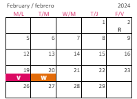 District School Academic Calendar for Green Elementary for February 2024