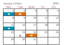 District School Academic Calendar for Baucom Elementary for January 2024