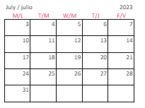 District School Academic Calendar for Underwood Elementary for July 2023
