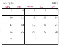 District School Academic Calendar for Wakefield Middle for July 2023
