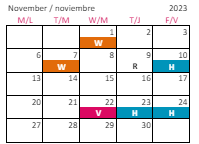 District School Academic Calendar for Carroll Middle for November 2023