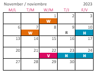 District School Academic Calendar for Holly Grove Elem for November 2023