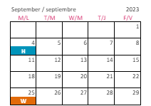 District School Academic Calendar for Wakefield Middle for September 2023