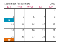 District School Academic Calendar for Carnage Middle for September 2023