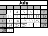 District School Academic Calendar for Butcher Community Center for July 2023