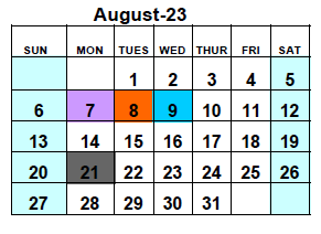 District School Academic Calendar for Lighthouse Academy Alternative School for August 2023
