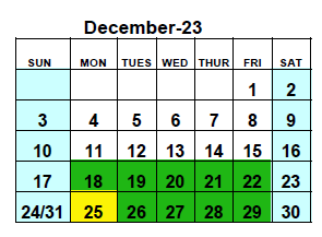 District School Academic Calendar for Lighthouse Academy Alternative School for December 2023