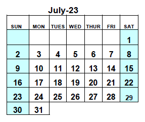District School Academic Calendar for Lighthouse Academy Alternative School for July 2023