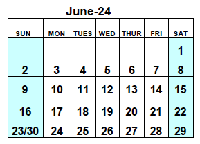 District School Academic Calendar for Lighthouse Academy Alternative School for June 2024