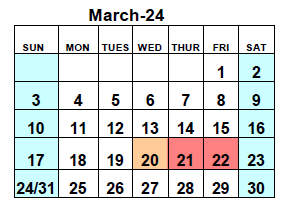 District School Academic Calendar for Lighthouse Academy Alternative School for March 2024