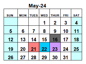 District School Academic Calendar for Lighthouse Academy Alternative School for May 2024