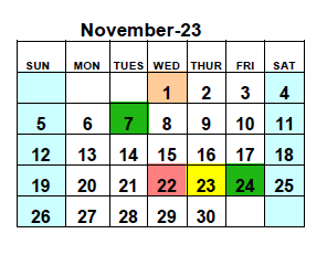 District School Academic Calendar for Lighthouse Academy Alternative School for November 2023