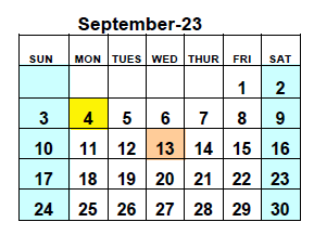 District School Academic Calendar for Lighthouse Academy Alternative School for September 2023
