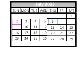 District School Academic Calendar for John H Castle Elementary Sch for July 2023