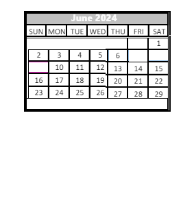 District School Academic Calendar for John H Castle Elementary Sch for June 2024
