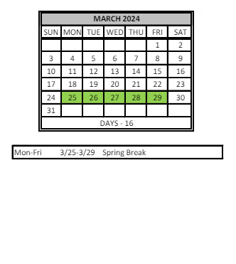 District School Academic Calendar for John H Castle Elementary Sch for March 2024
