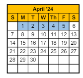 District School Academic Calendar for Jefferson Elementary School for April 2024