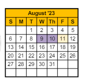 District School Academic Calendar for Jefferson Elementary School for August 2023