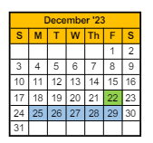 District School Academic Calendar for Jefferson Elementary School for December 2023