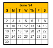 District School Academic Calendar for Jefferson Elementary School for June 2024