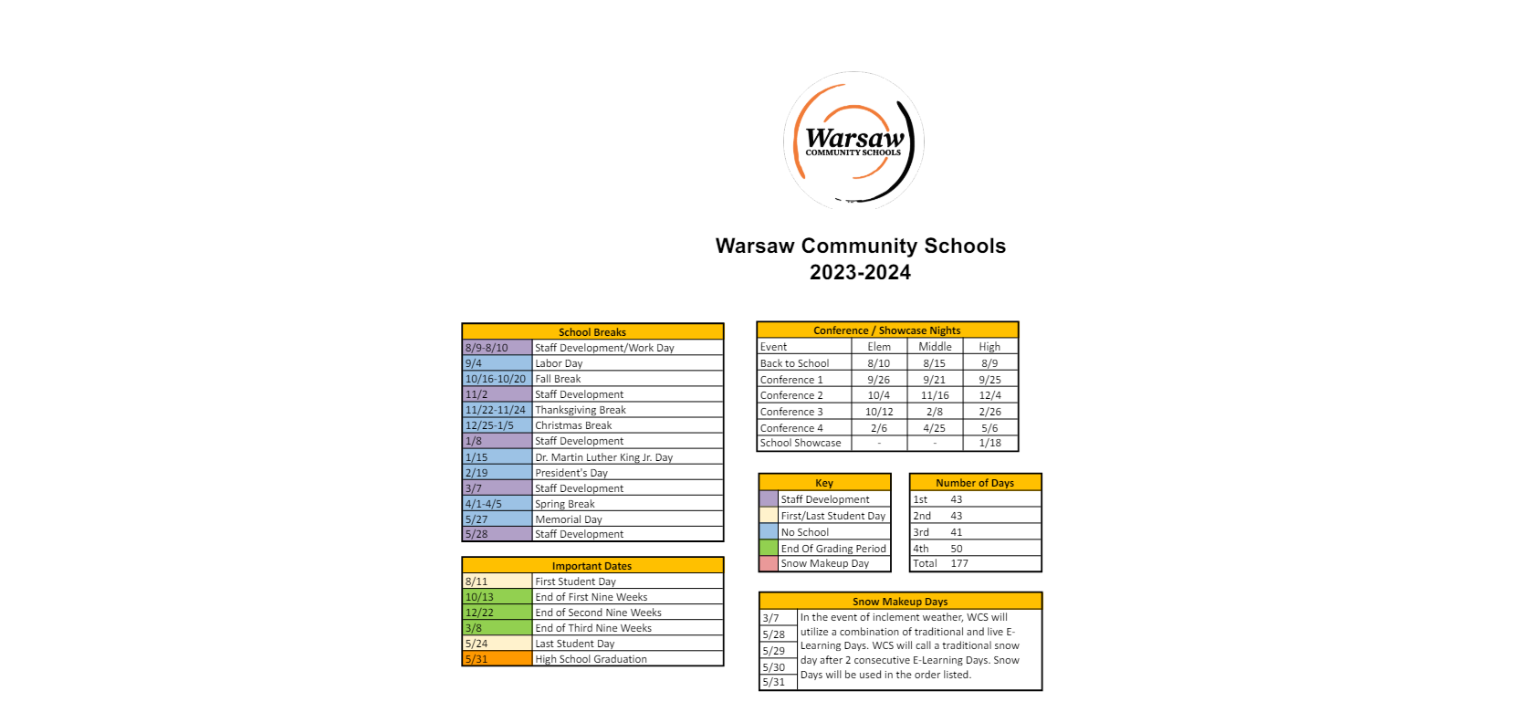 District School Academic Calendar Key for Jefferson Elementary School