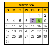 District School Academic Calendar for Jefferson Elementary School for March 2024