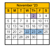 District School Academic Calendar for Jefferson Elementary School for November 2023