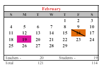 District School Academic Calendar for Wyman School for February 2024