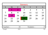 District School Academic Calendar for Pilgrim High School for January 2024