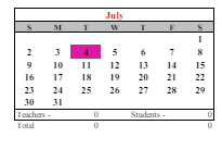 District School Academic Calendar for Wyman School for July 2023
