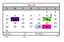 District School Academic Calendar for Pilgrim High School for March 2024