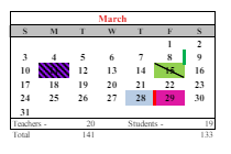 District School Academic Calendar for Wyman School for March 2024