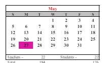 District School Academic Calendar for Wyman School for May 2024