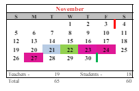 District School Academic Calendar for Pilgrim High School for November 2023