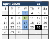 District School Academic Calendar for Cactus Wren Elementary School for April 2024