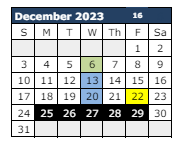 District School Academic Calendar for Cactus Wren Elementary School for December 2023