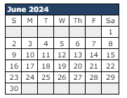 District School Academic Calendar for Cactus Wren Elementary School for June 2024