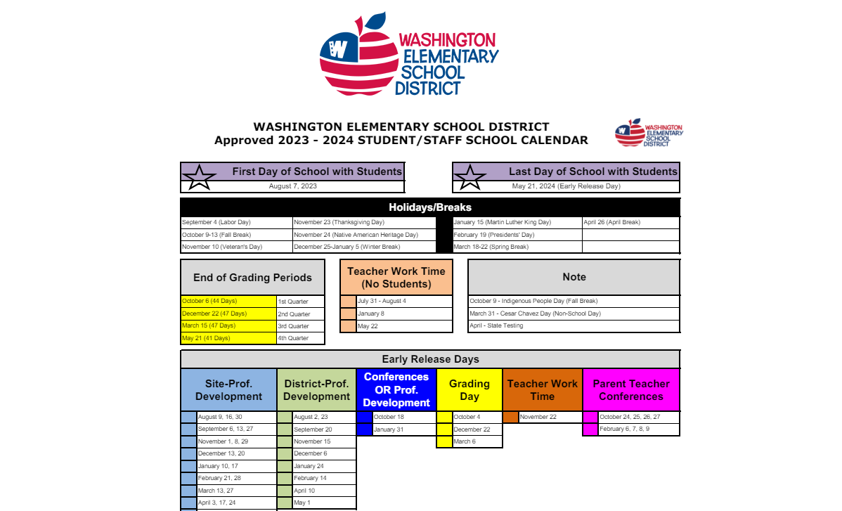 District School Academic Calendar Key for Cactus Wren Elementary School