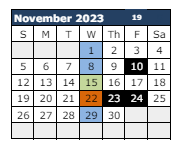 District School Academic Calendar for Cactus Wren Elementary School for November 2023
