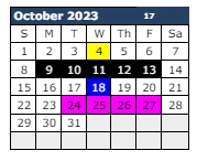 District School Academic Calendar for Cactus Wren Elementary School for October 2023