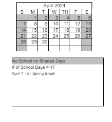 District School Academic Calendar for Echo Loder Elementary School for April 2024