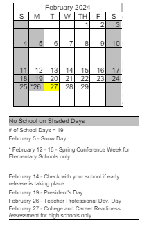 District School Academic Calendar for Peavine Elementary School for February 2024