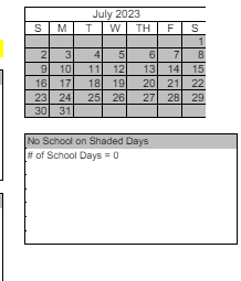 District School Academic Calendar for Peavine Elementary School for July 2023