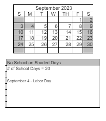 District School Academic Calendar for Peavine Elementary School for September 2023